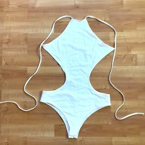 Tobi white halter bodysuit